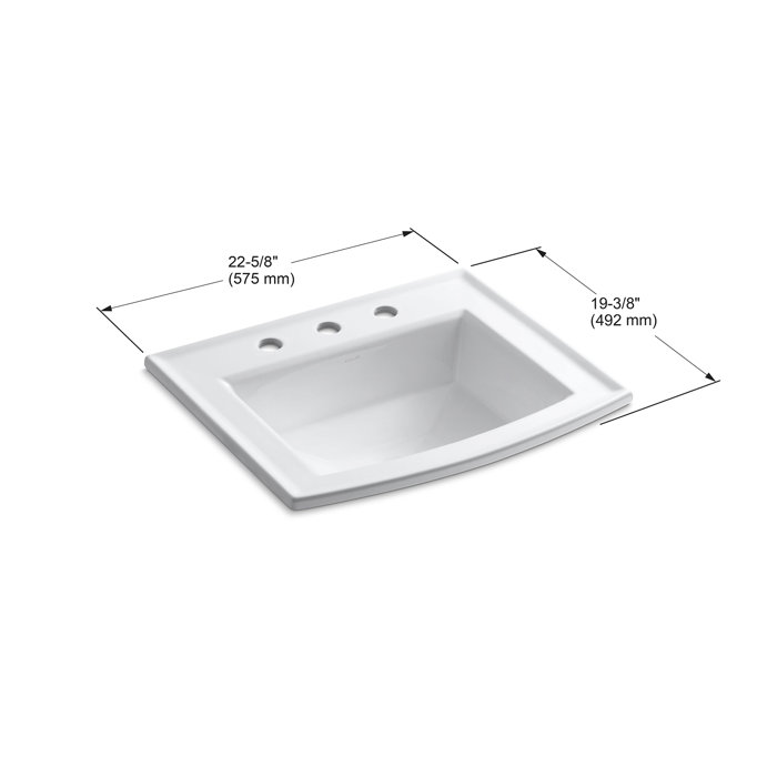 K235680,40,10 Kohler Archer® Vitreous China Rectangular DropIn Bathroom Sink with Overflow